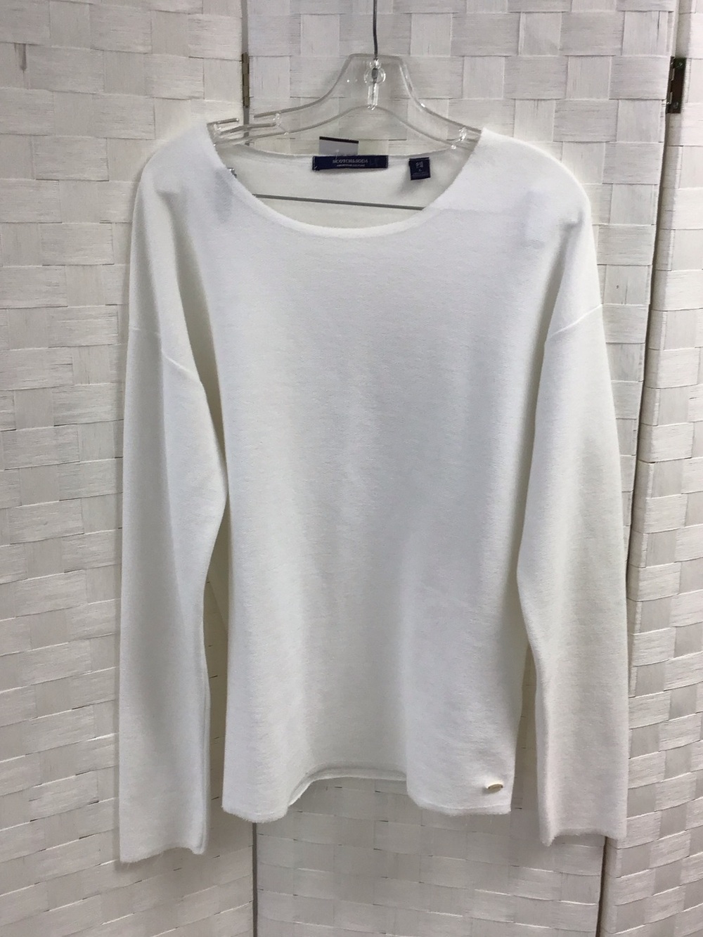 Scotch & Soda White Long-Sleeve Crewneck Top